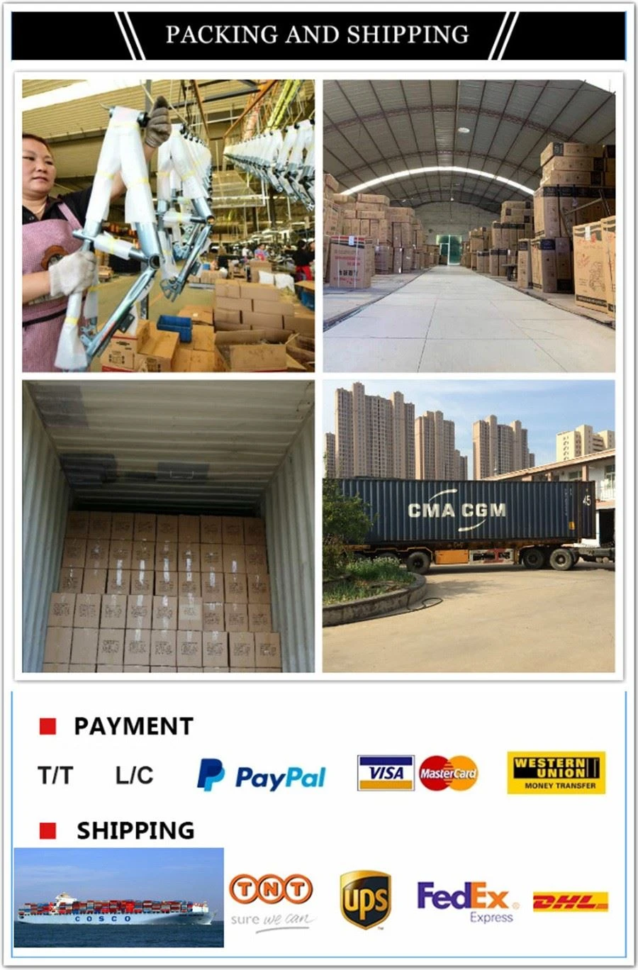 Packing and shipping Packing and shipping