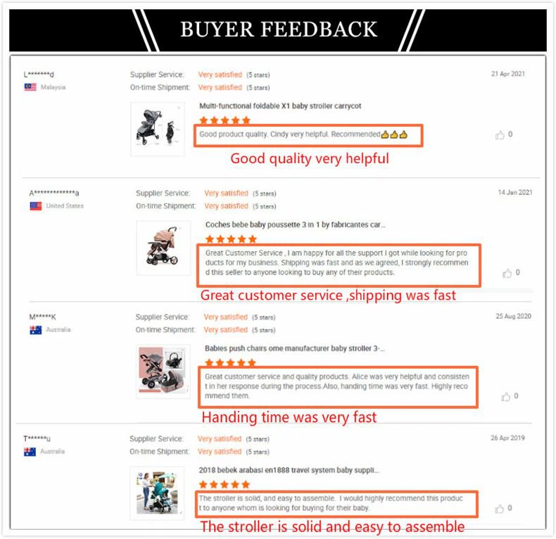 Customer comments on stroller 790
